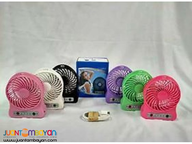 Portable Mini Rechargeable LED Light Fan With Battery & USB Cable