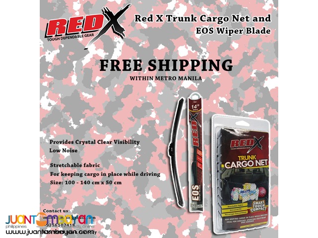 Red X EOS WIPER BLADE AERODYNAMICS + Red X Floor Style Trunk Cargo Net