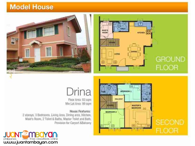 2-Storey Single Attached House for sale as low as P36,479 mo amort