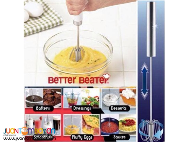 Better Beater Press and Spin whisk whip Kitchen Mixing Tool 