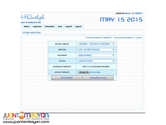 Web Based Payroll Timekeeping HRIS PMS Jobs Training System