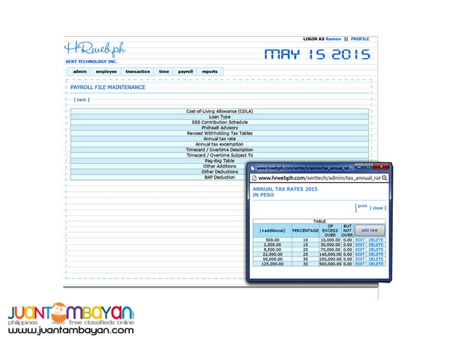 Web Based Payroll Timekeeping HRIS PMS Jobs Training System