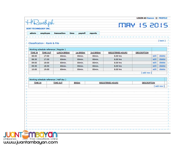 Web Based Payroll Timekeeping HRIS PMS Jobs Training System