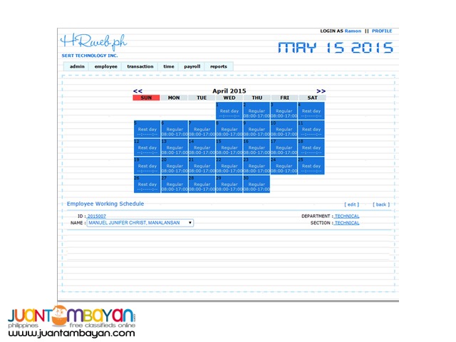 Web Based Payroll Timekeeping HRIS PMS Jobs Training System