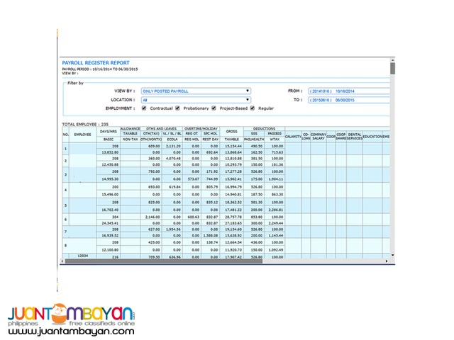 Web Based Payroll Timekeeping HRIS PMS Jobs Training System