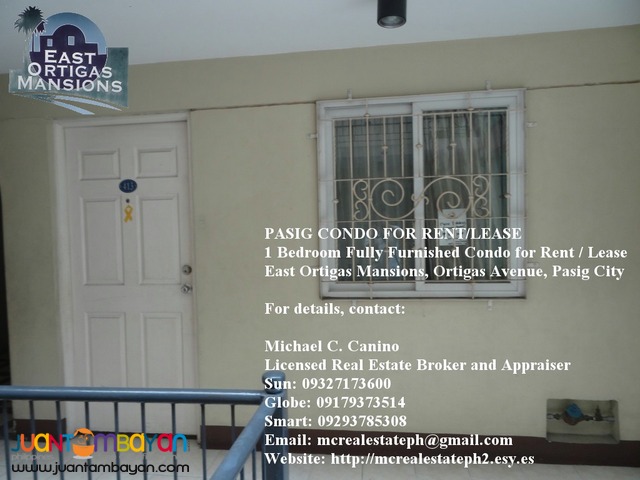 For Rent 1 BR Condo in Pasig nr Ortigas, Mandaluyong, San Juan