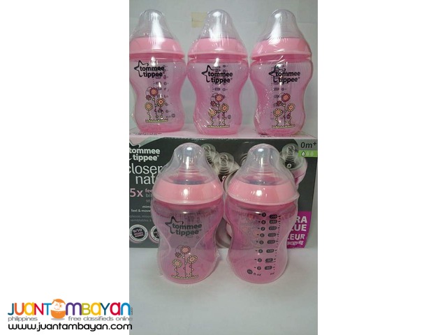 Tommee tippee closer to nature decorated bottles pink floral 9oz