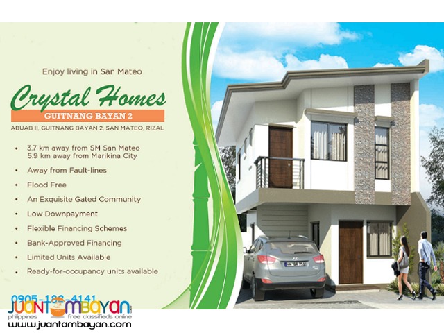 House and lot for sale at Crystal Homes Guitnangbayan San Mateo Rizal