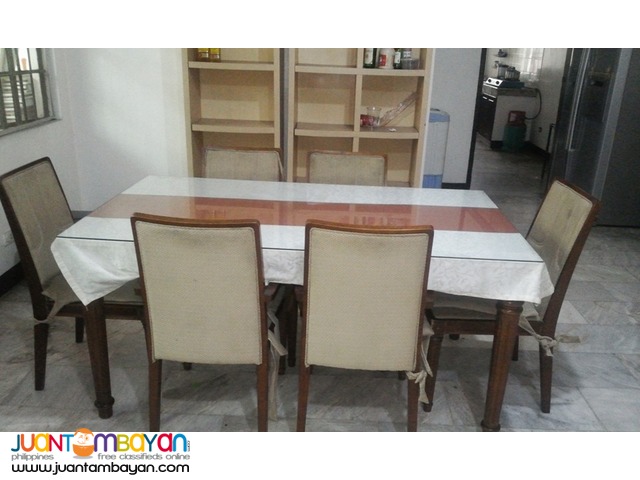 Dining Table with Glass, 6 Seater - Used-