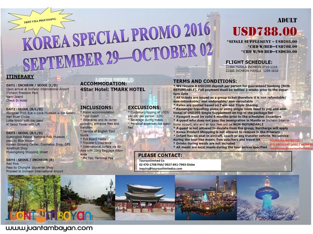 KOREA SPECIAL PROMO (SEPTEMBER 29- OCTOBER 2,2016