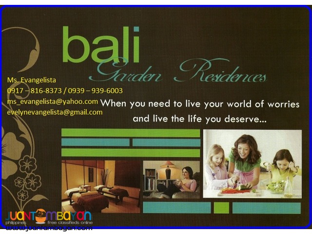 Bali Garden Residences two Bedroom @ P  2,892,500