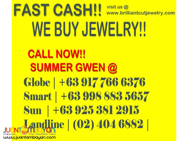 WE BUY ALL KINDS OF GOLD JEWELRY!! FAST CASH TRANSACTION! 