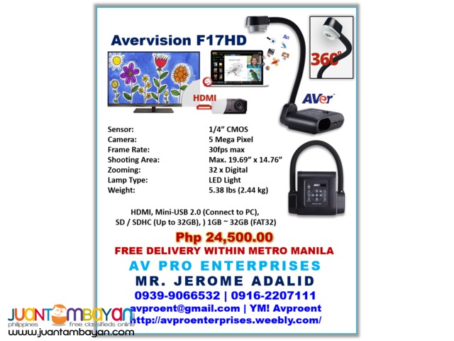 Avervision F17HD Portable Document Camera and Visualizer