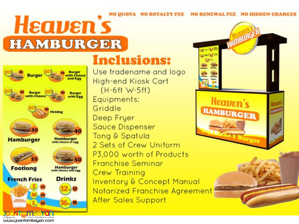 Angels Burger Franchise Heavens Hamburger Food Cart Franchise 179K