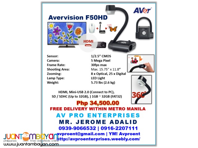 Avervision F50HD Portable Document Camera and Visualizer