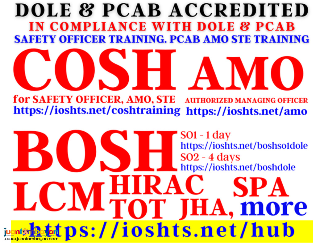 BOSH training COSH Training AMO STE PCAB DOLE Accredited Training