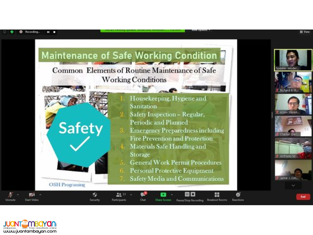 BOSH training COSH Training AMO STE PCAB DOLE Accredited Training