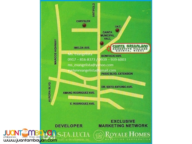 For sale - Cainta Greenland Exec. Village Phase 8A1 @ P 6,900/sqm.