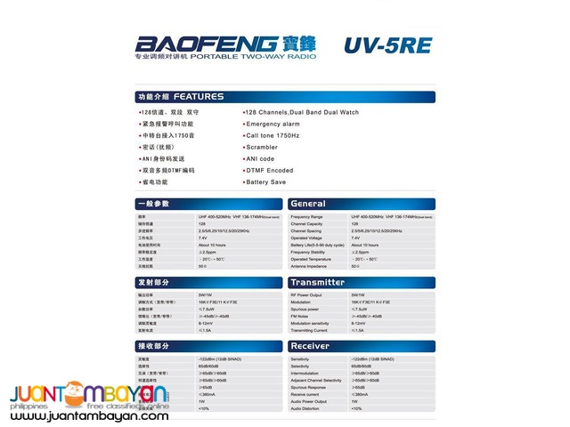 BAOFENG UV-5RE TWO WAY RADIO