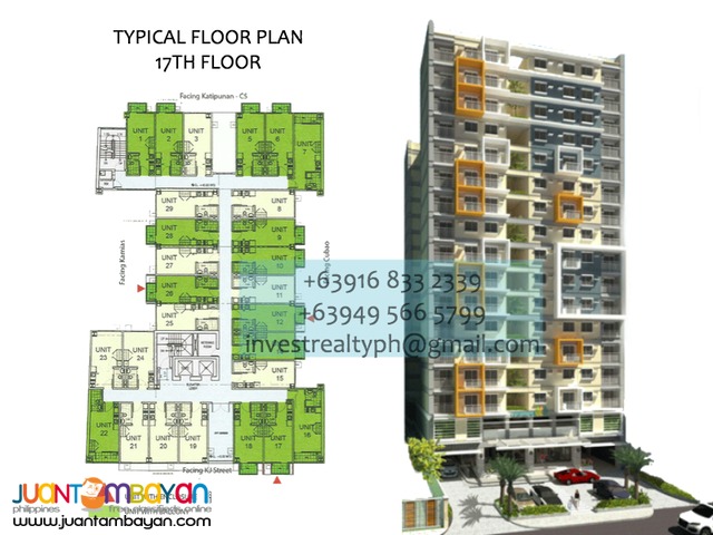 Midrise Condo in Kamias,QC near EDSA,UP,Ateneo for as low as 9k/mo 