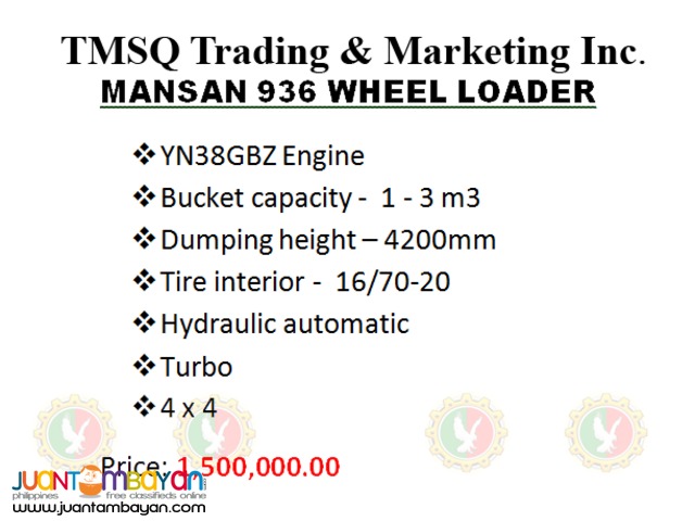 Mansan 936 Wheel Loader (Brand New)