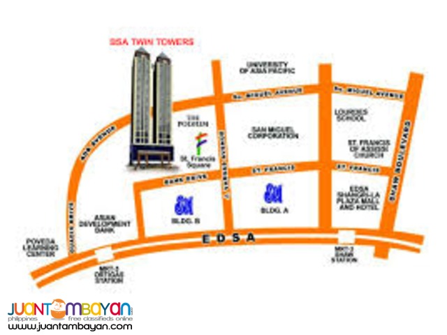  2Bedroom w/ Parking For Sale at BSA TWIN TOWER FRONT SM MEGAMALL