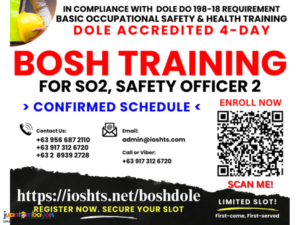 BOSH Training DOLE Accredited DOLE BOSH SO2 Safety officer 2