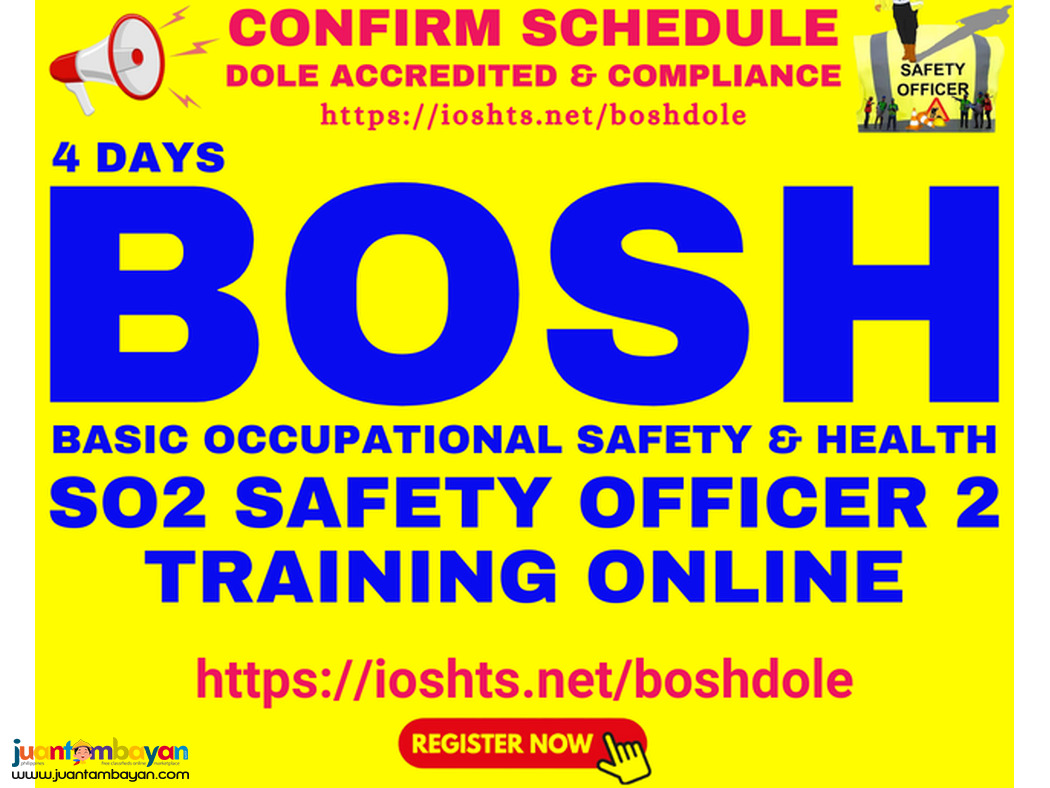 BOSH Training Online Philippines Safety Officer 2 SO2 Certification