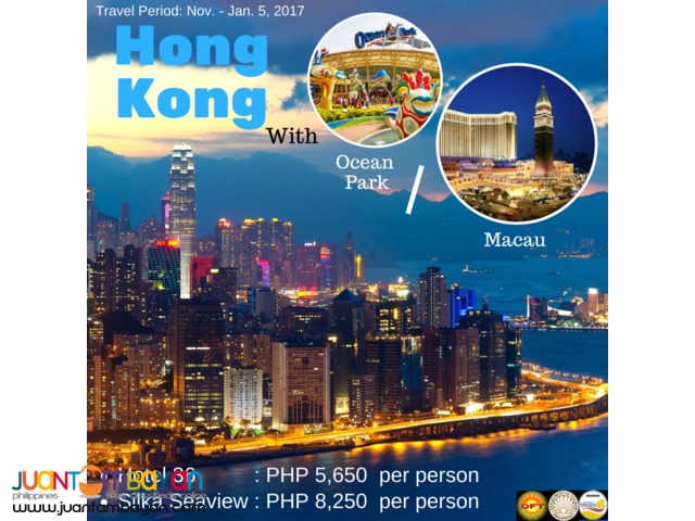 3D2N Hong Kong with Ocean Park or Macau