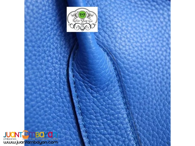 Hermes Garden Party Bag In Blue Leather