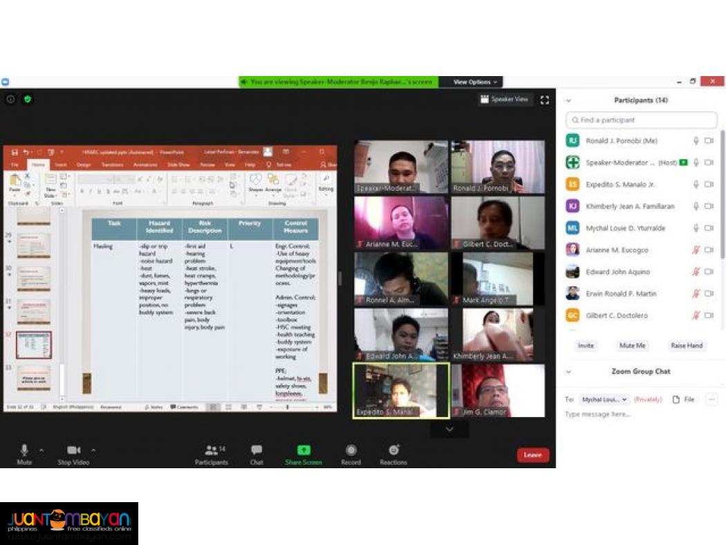Online JHA Training DOLE Accredited Training for Safety Officers