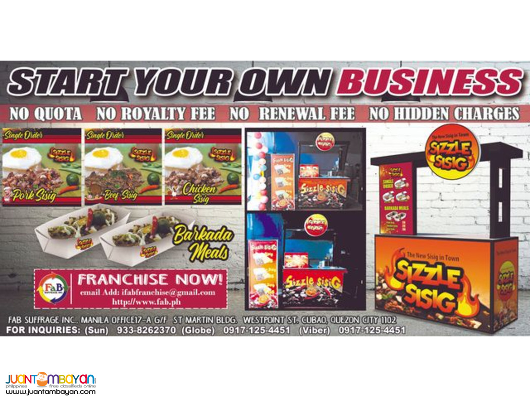 Sizzle Sisig Franchise Php149,000