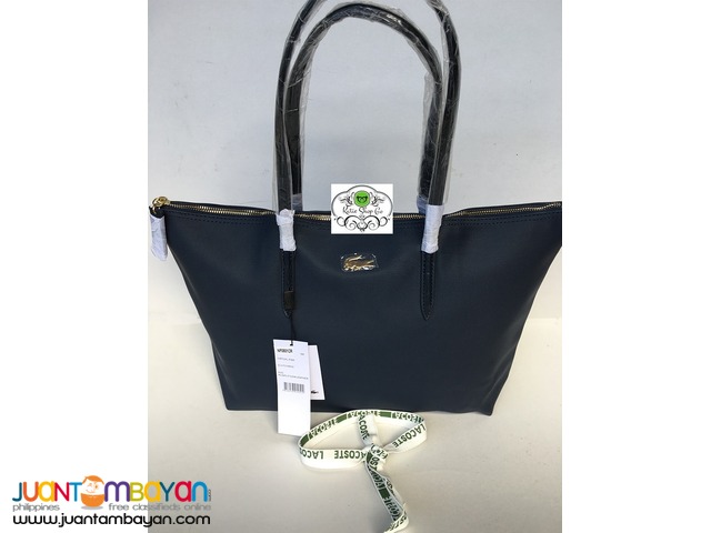 LACOSTE SHOULDER BAG - LACOSTE TOTE BAG - NAVY BLUE