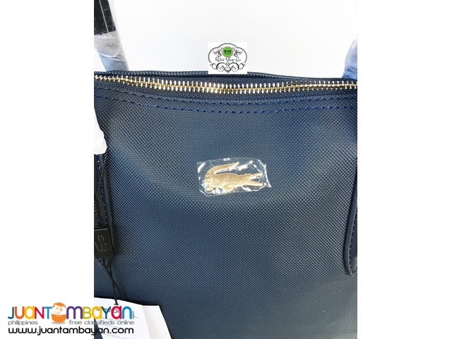 LACOSTE SHOULDER BAG - LACOSTE TOTE BAG - NAVY BLUE
