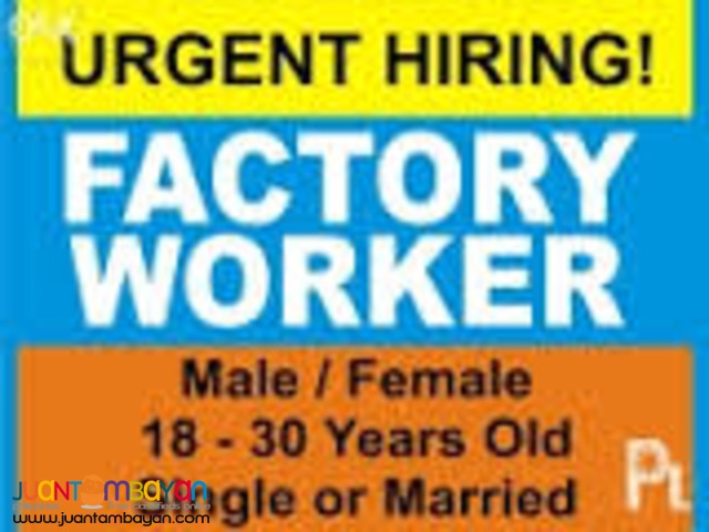 APPLY NOW START TOMORROW@Factory worker, Machine Operator, Driver