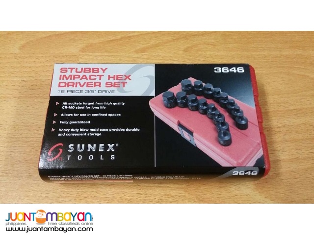 Sunex 3646 16-piece 3/8-in Drive Stubby Impact Hex Driver Set