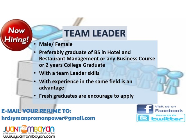 team leader valenzuela symanpro manpower team leader skills