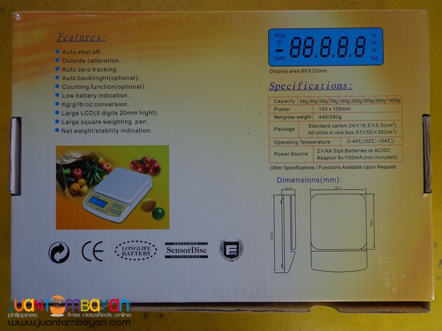 7/5kg digital weighing scale 4 modes 5 buttons with led backlight