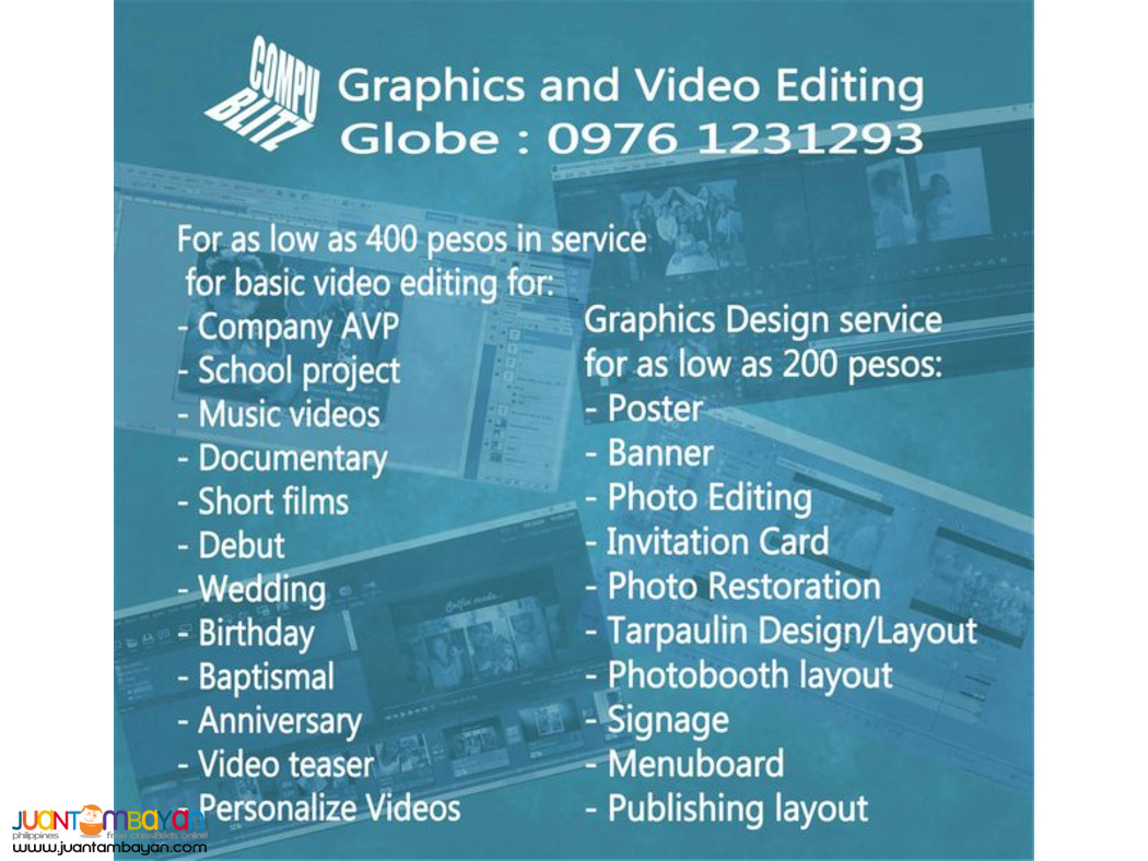 Quality video editing and graphics design