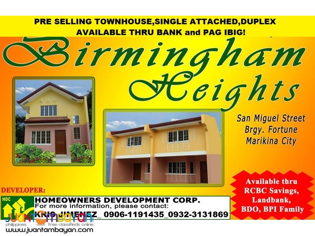 BIRMINGHAM heights marikina thru pag ibig