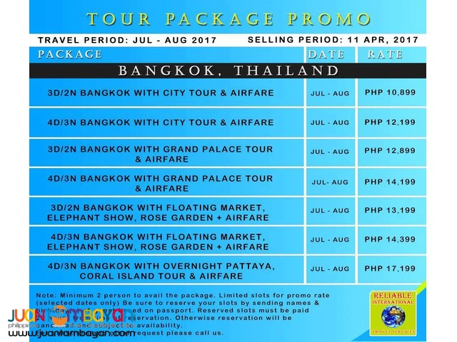 Bangkok Tour Package + Airfare