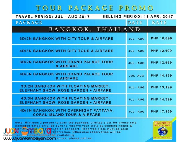 Bangkok Tour Package + Airfare Bangkok Tour Package + Airfare