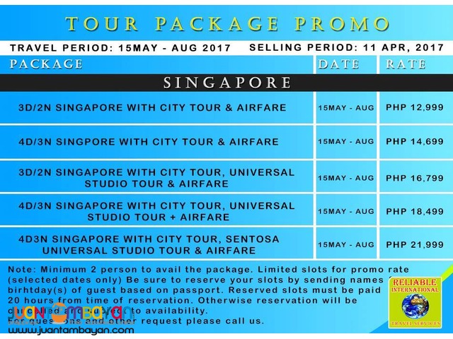 SINGAPORE TOUR PACKAGES + AIRFARE