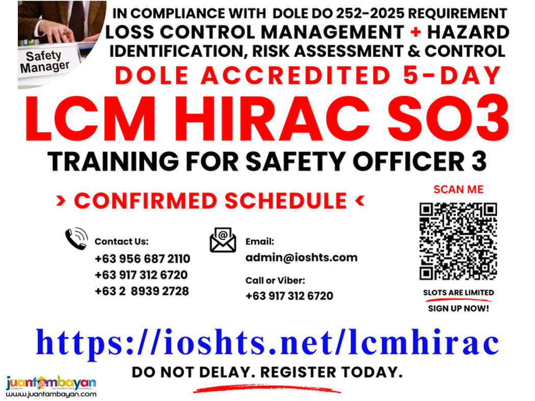Online LCM HIRAC Training Online SO3 Training DOLE Accredited Online