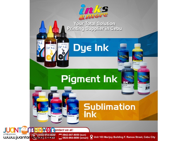 Dye Inks, Sublimation Inks, Pigment Inks Supplier Cebu PH