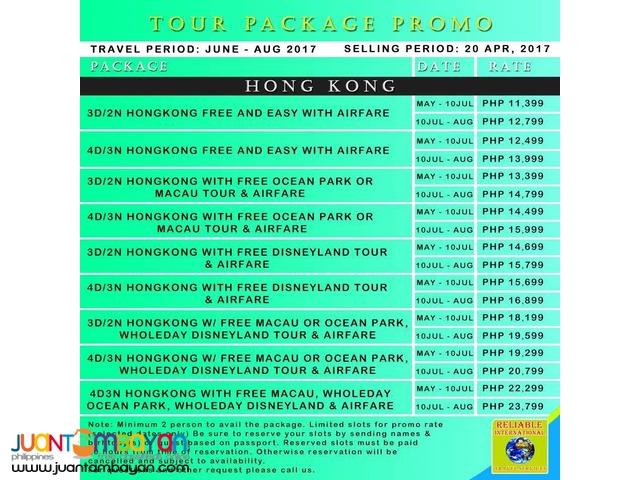 Hongkong Tour Package + Airfare