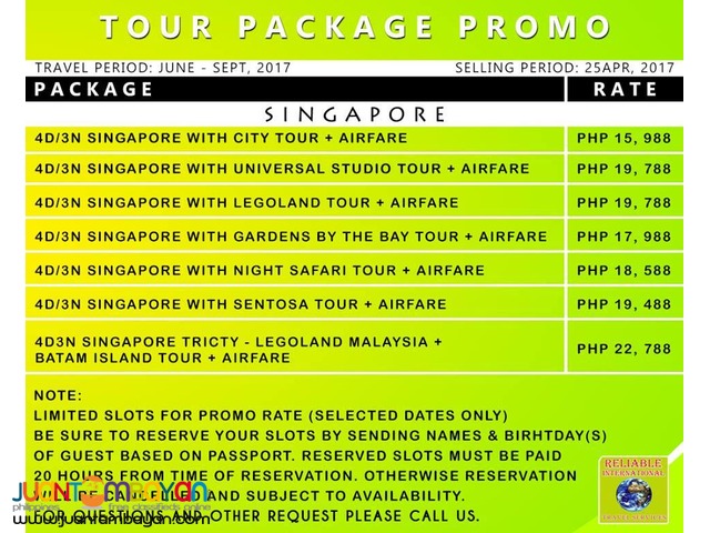 Singapore Promo Tour with Airfare Singapore Promo Tour with Airfare