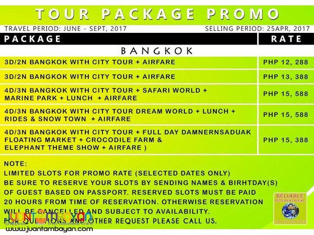 BANGKOK TOUR PACKAGE with AIRFARE