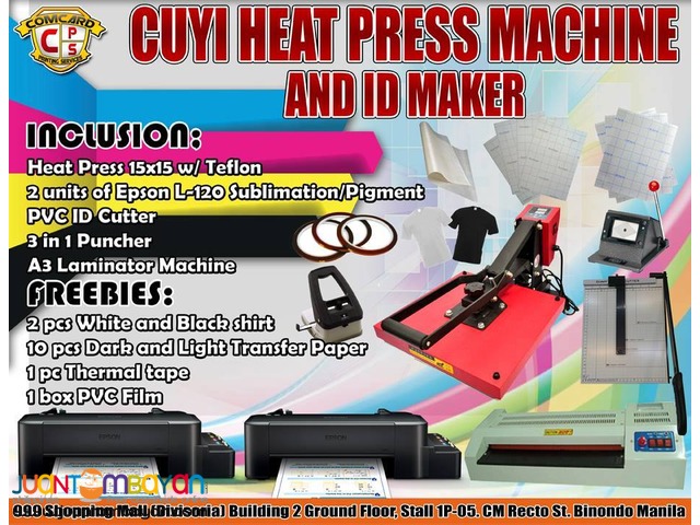 CUYI HEAT PRESS MACHINE AND ID MAKER PACKAGE