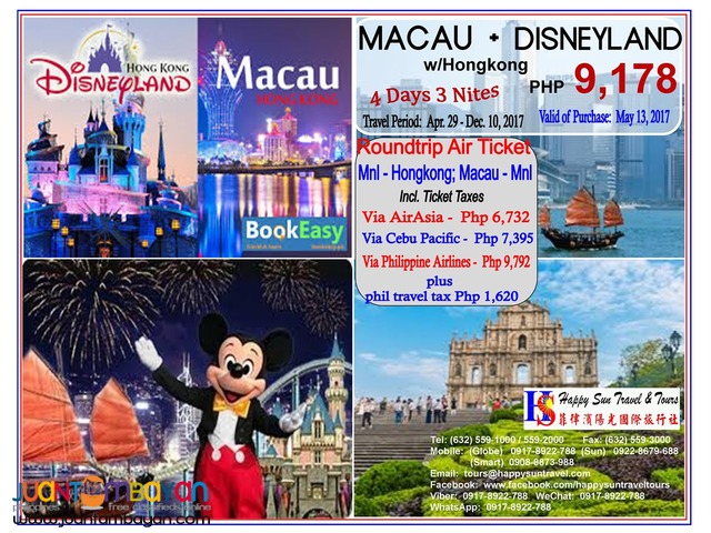 Hong Kong Tour + Macau Tour + Disneyland Tour
